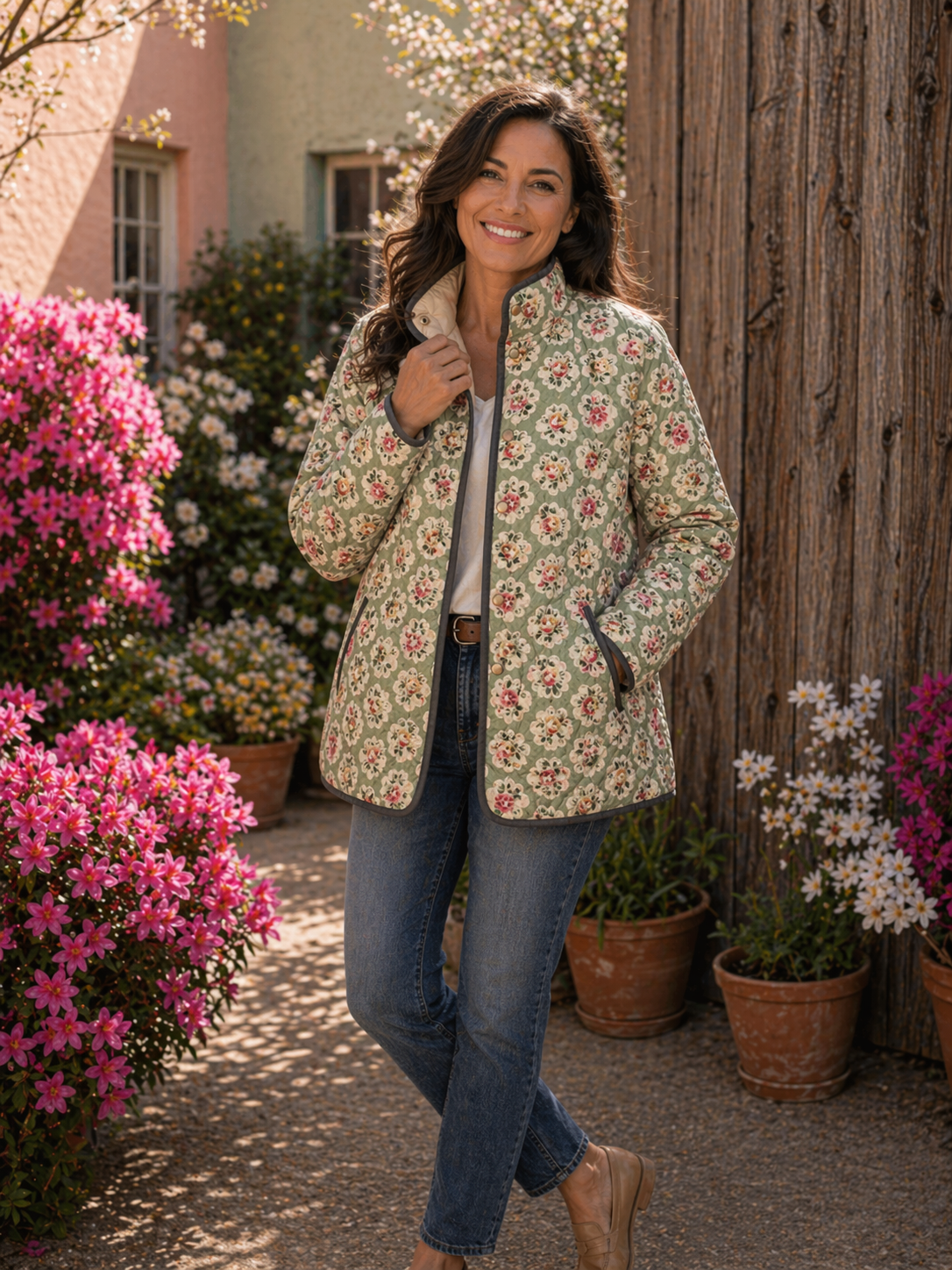 Aveline | Vintage Floral Art Print Quilted Jacket