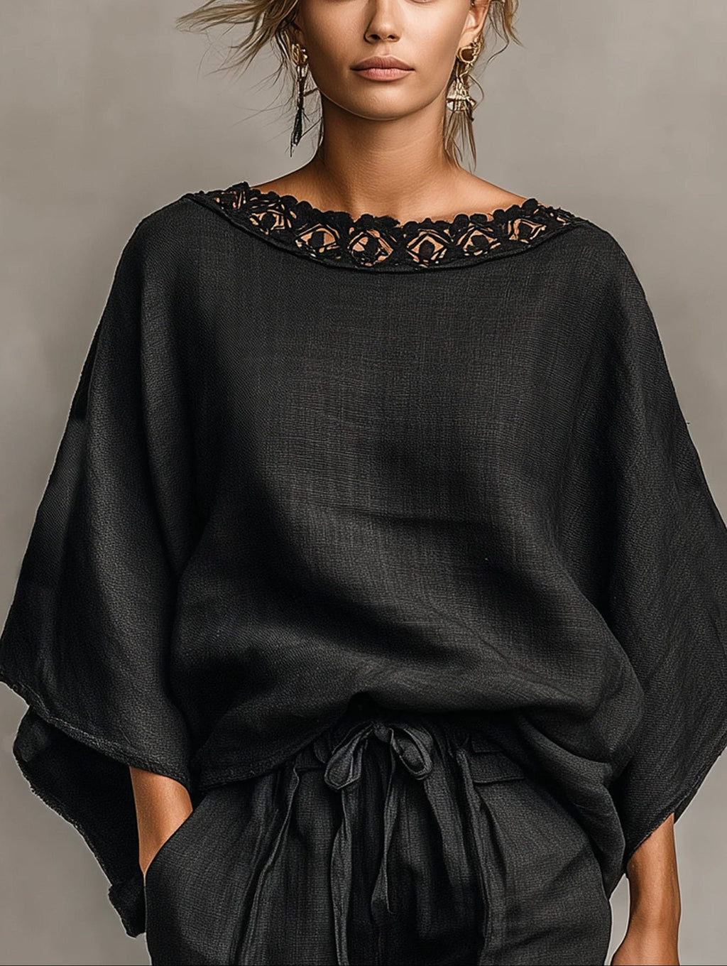 Lyca | Lace Boat Neck Blouse and Shorts Set