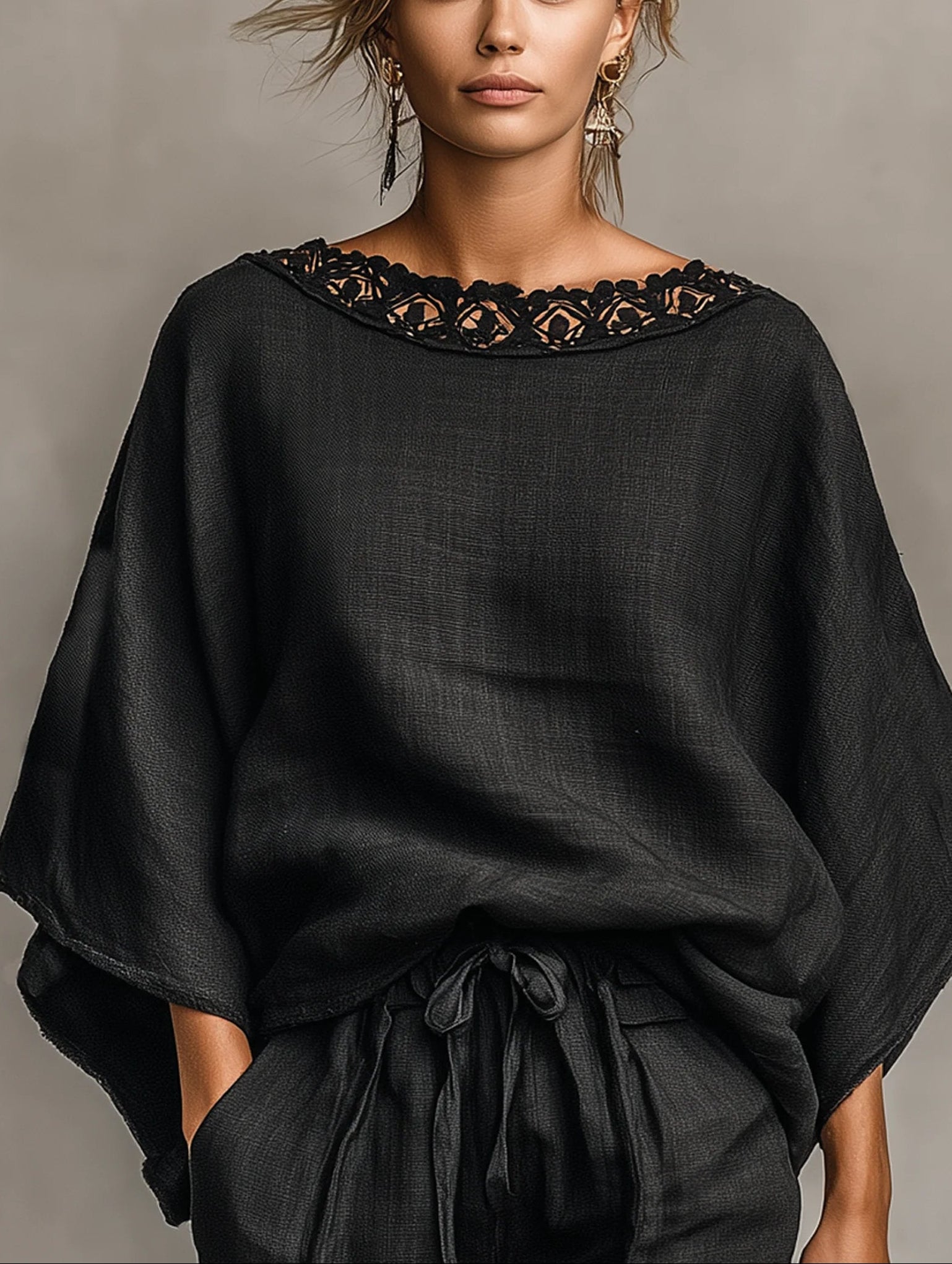 Lyca | Lace Boat Neck Blouse and Shorts Set