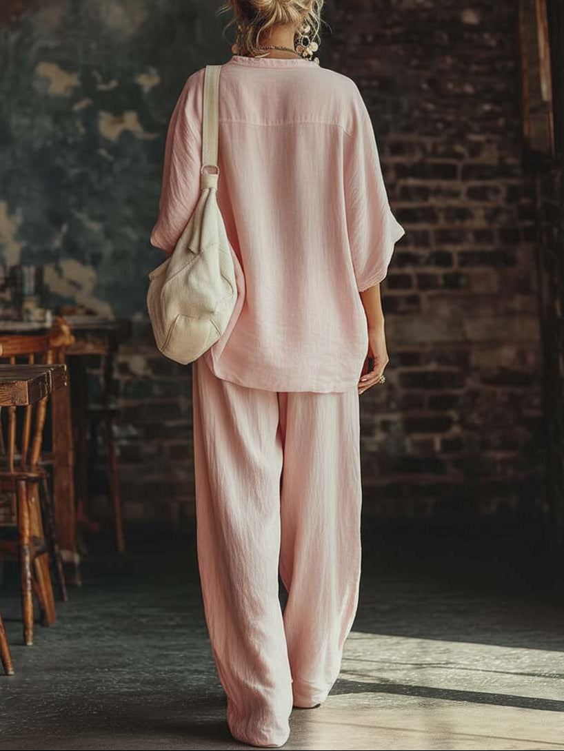 Samantha | V-Neck Shirt and Trousers Set