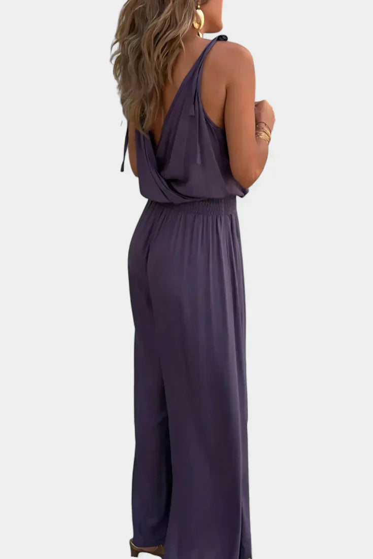 Dona | Unique Jumpsuit with Golden Details and Open Leg