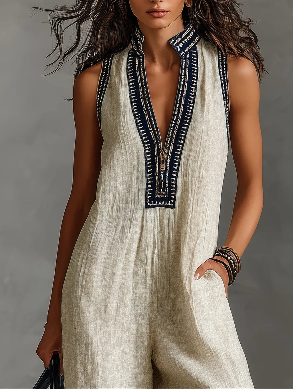 Lila | Stand-Up Collar Jumpsuit
