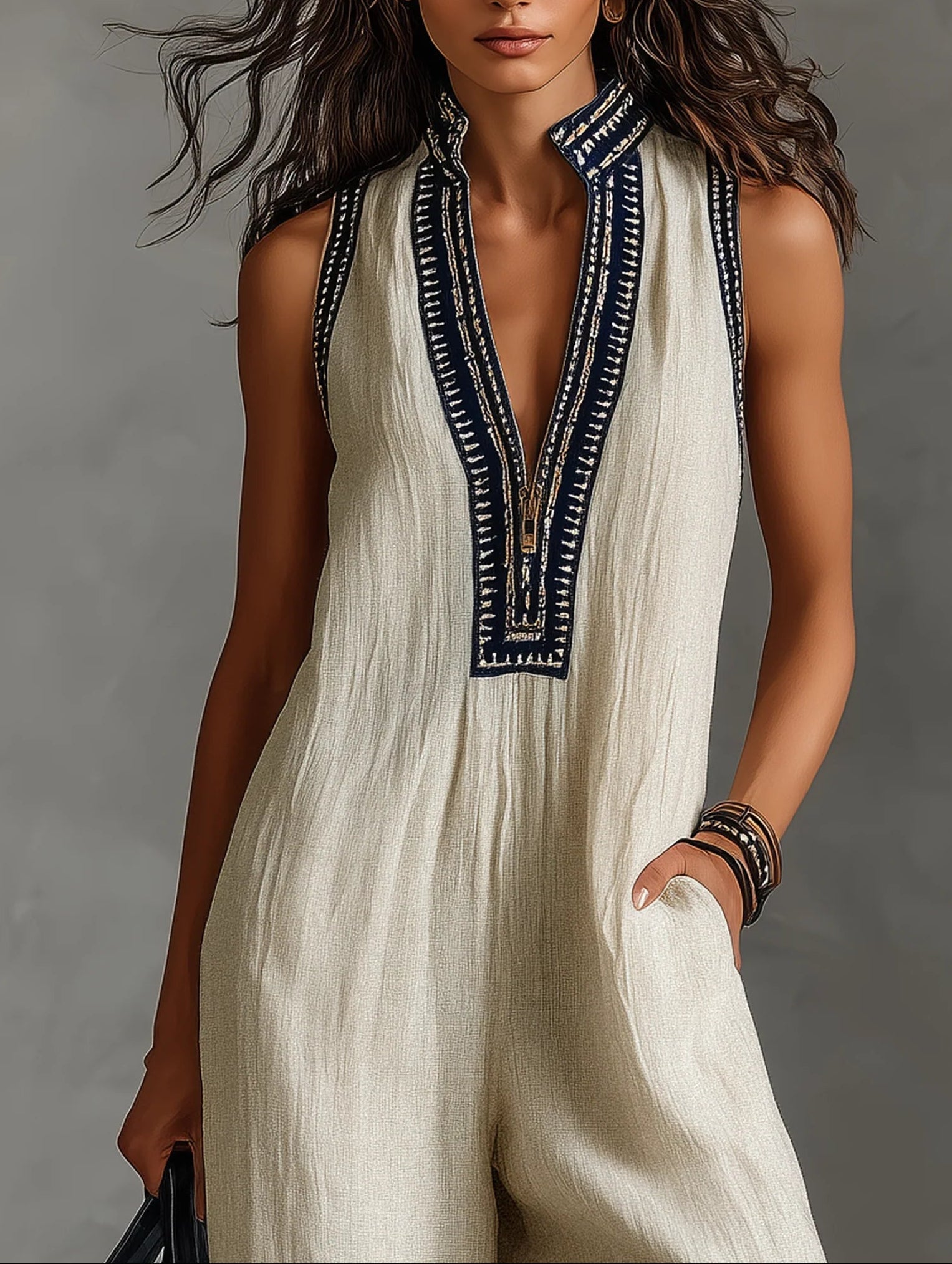 Lila | Stand-Up Collar Jumpsuit