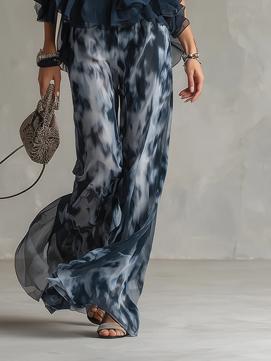 Sofia | Halter Neck Top and Printed Wide-leg Pants Set