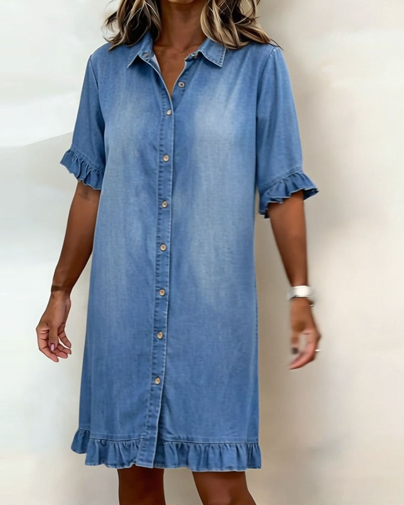 Veronica | Comfortable Denim Dress with Flattering Rubbing