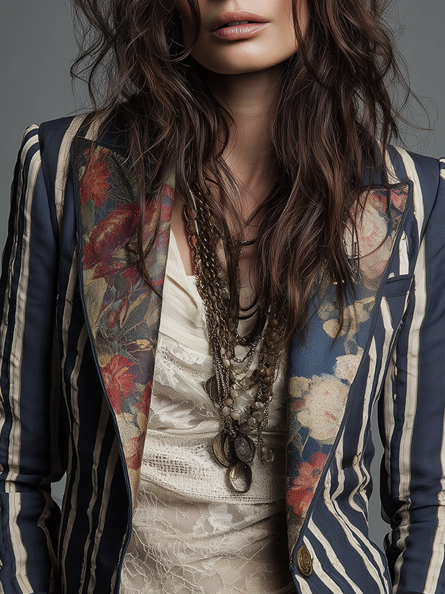 Janice | Bohemian Striped Blazer
