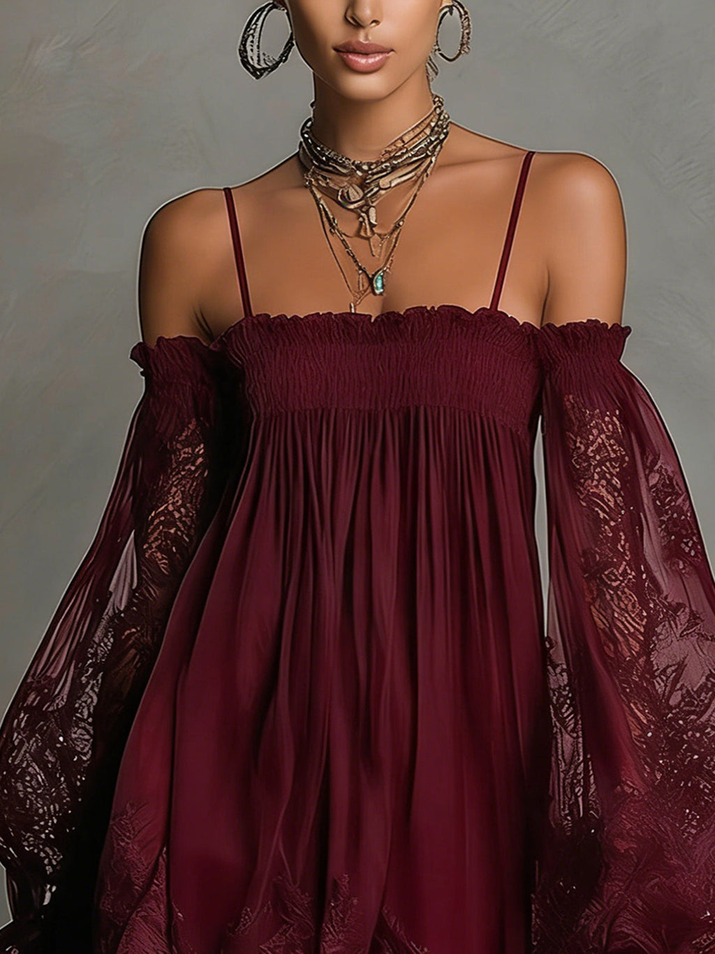 Betty | Navy Off-Shoulder Chiffon Mini Dress