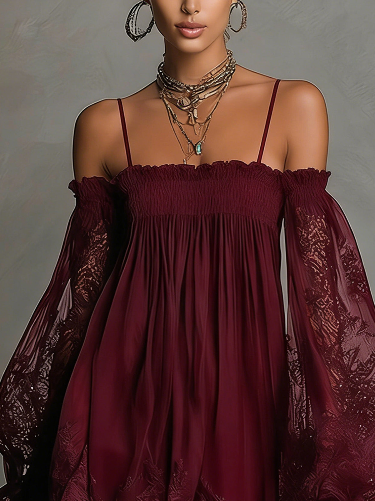 Betty | Navy Off-Shoulder Chiffon Mini Dress