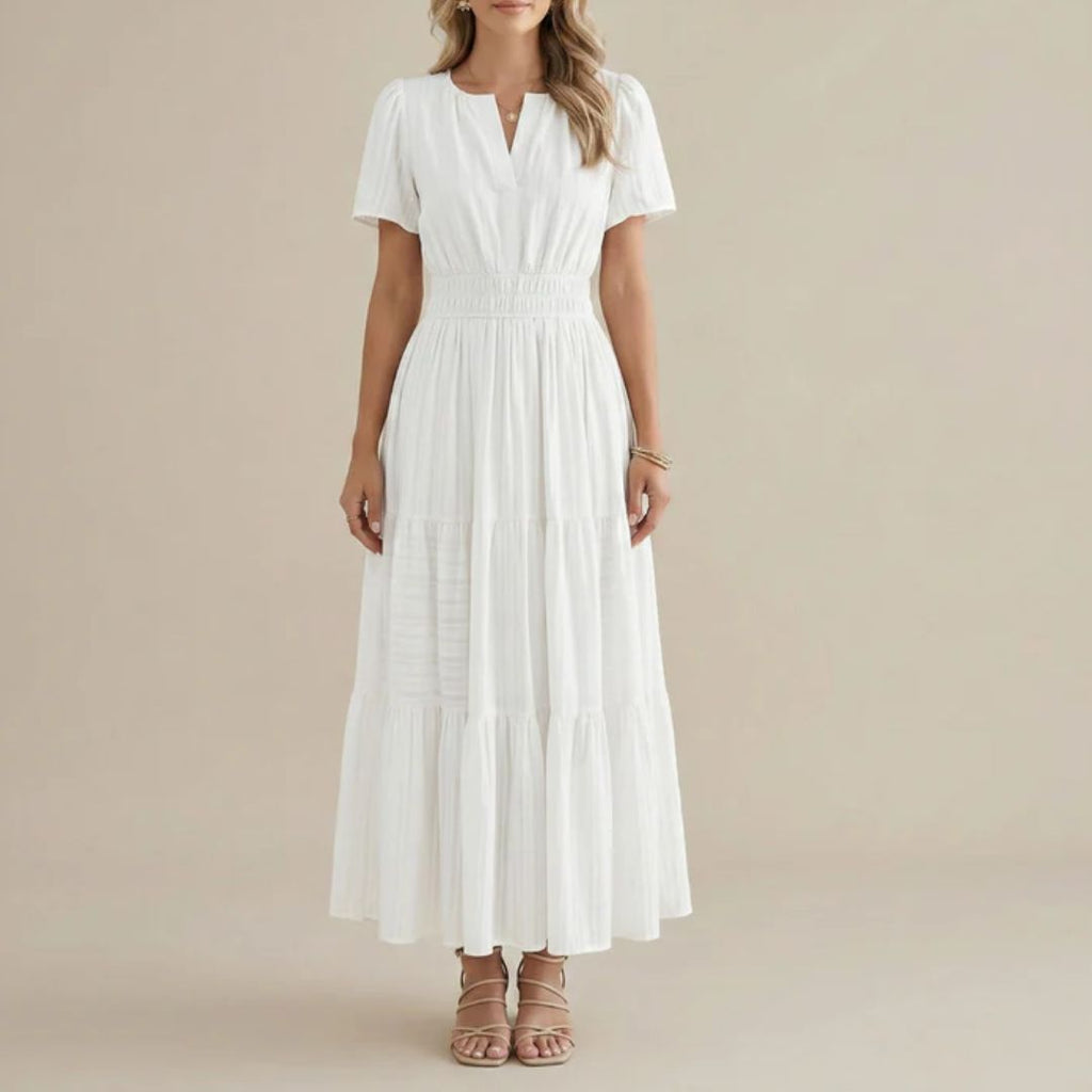 Evara | Boho A-Line Maxi Dress with V-Neck & Flowing Fit