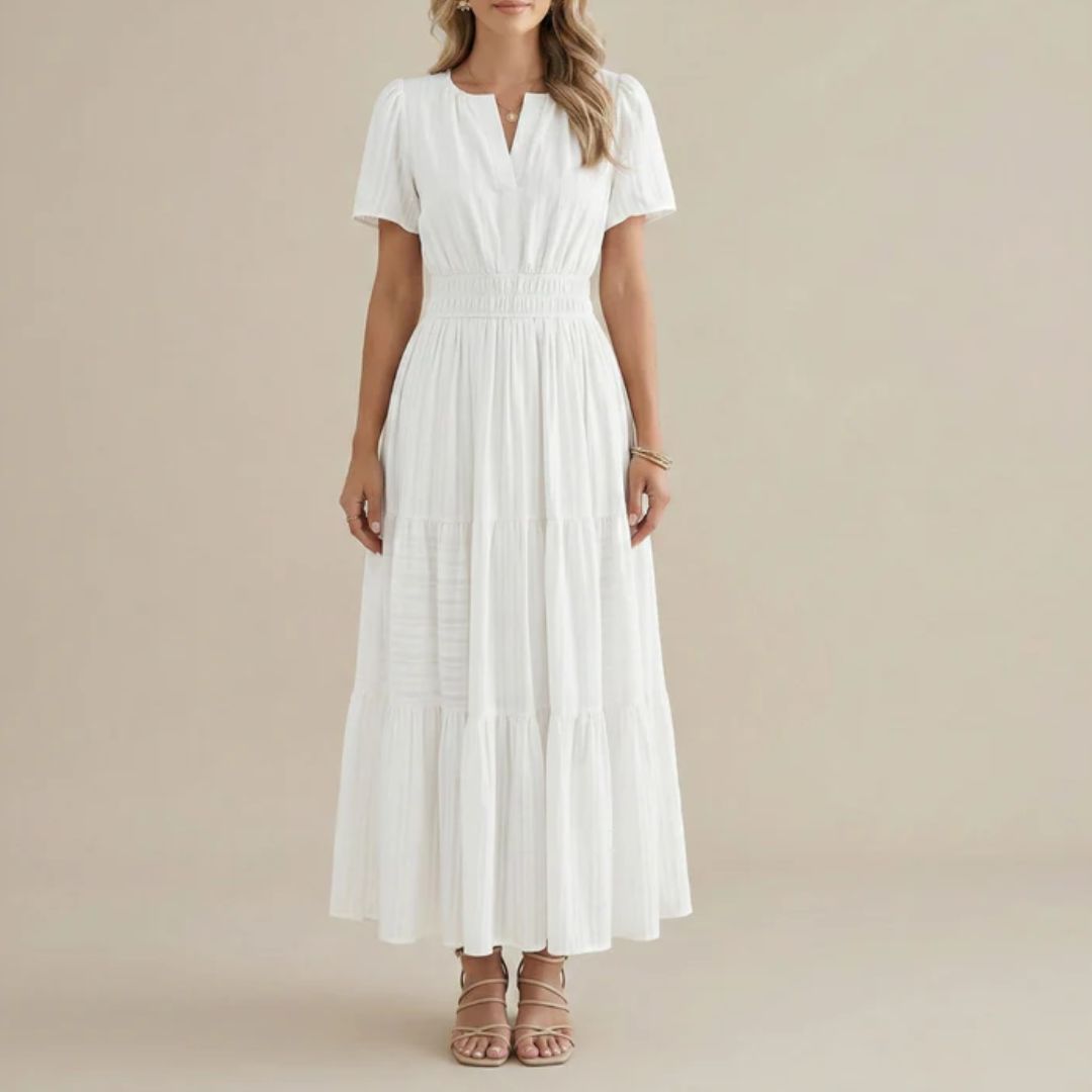 Evara | Boho A-Line Maxi Dress with V-Neck & Flowing Fit
