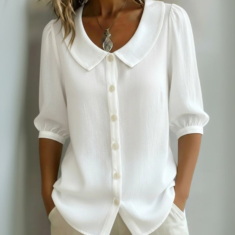 Céline | Casual Solid Blouse with Round Neck