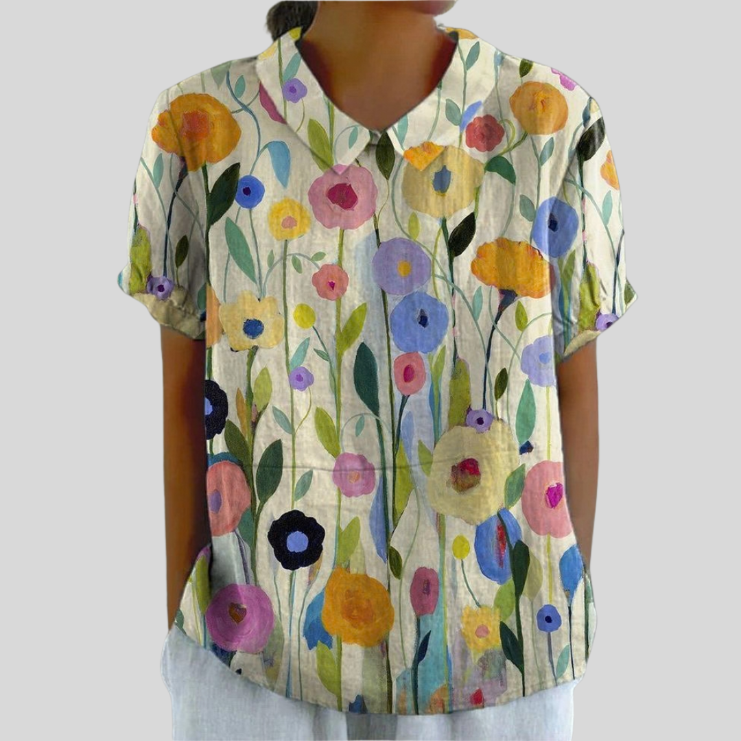 Solène | Graphic Floral Blouse