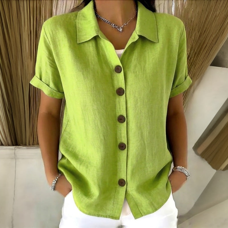 Lison | Casual Solid Blouse with Shawl Collar