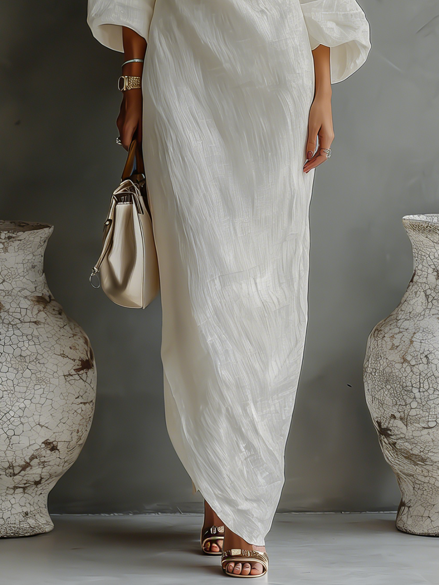 Demi | Ivory Linen Dress Off-Shoulder