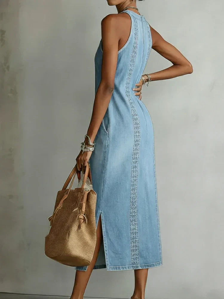 Julia | Retro Lace Denim Dress