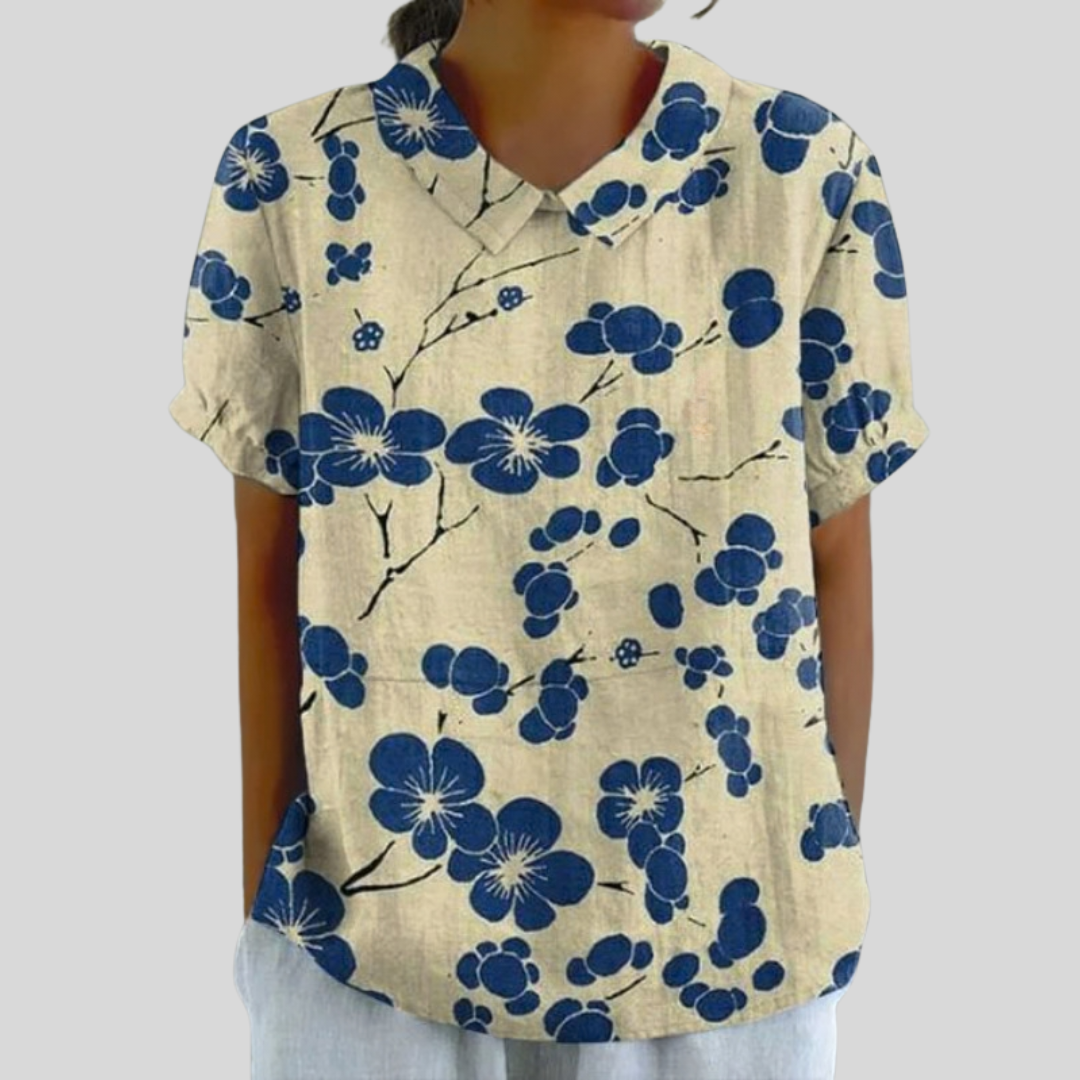 Delphine | Contrasting Floral Blouse