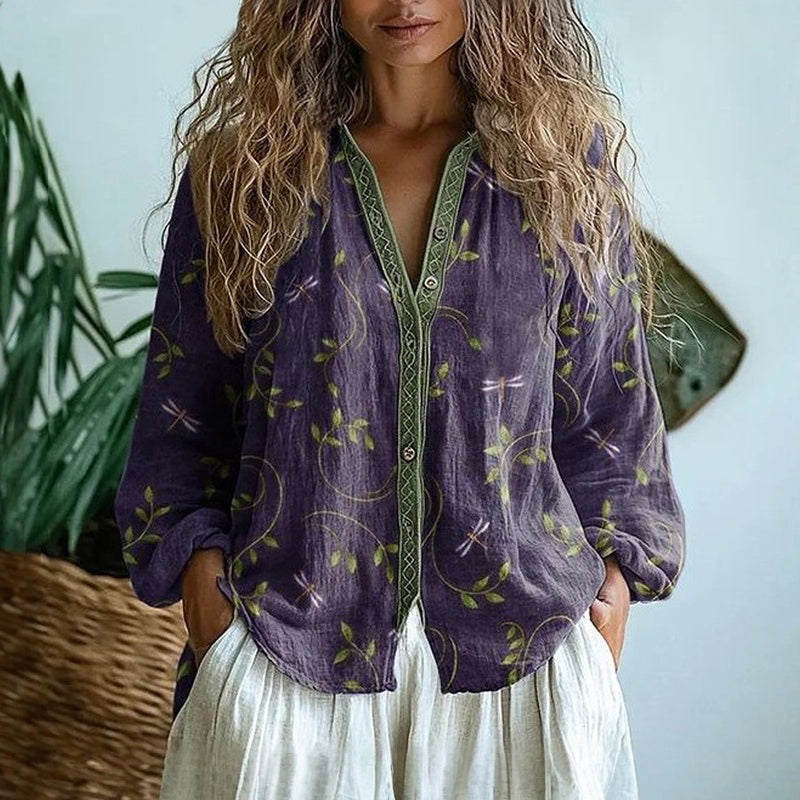 Alexandra | Retro Printed Blouse