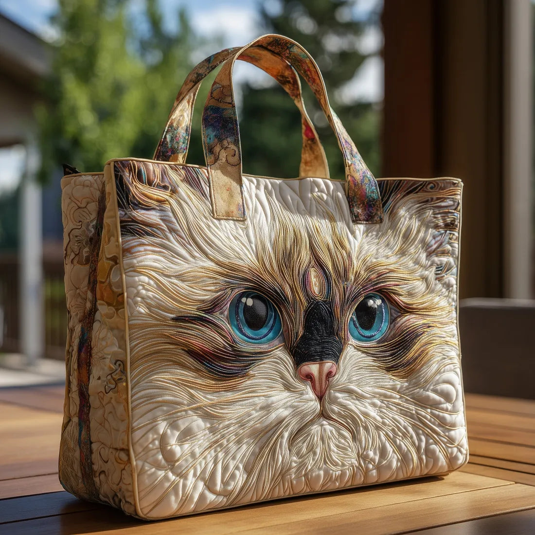 Harry | Artisanal White Cat Bag with Blue Eyes