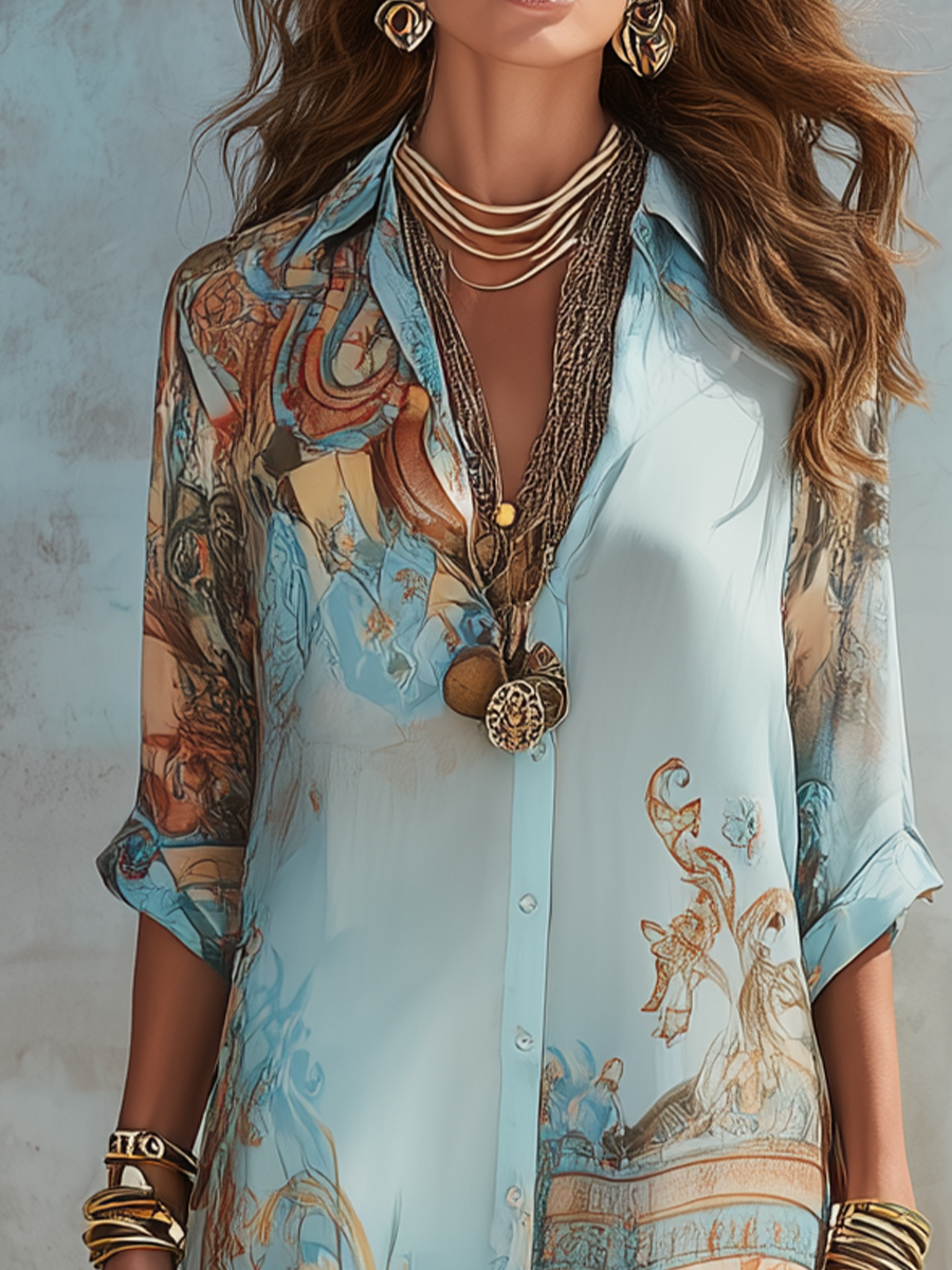Klea | Elegant Baroque Print Maxi Dress