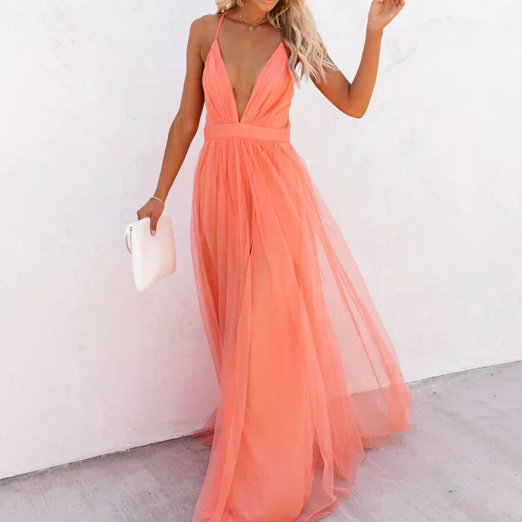 Daphne | Coral Light Maxi Dress