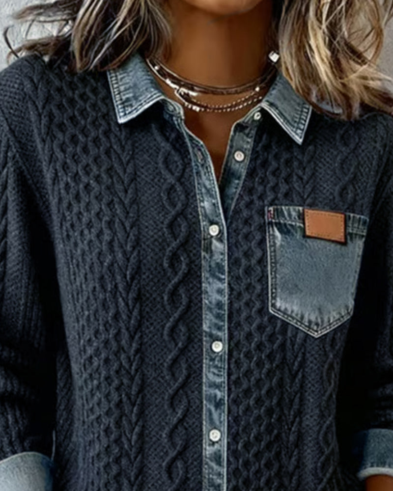 Makayla | Contrast Knit Shirt