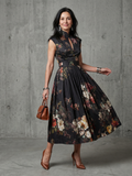 Greta | High Neck Keyhole Floral Midi Dress