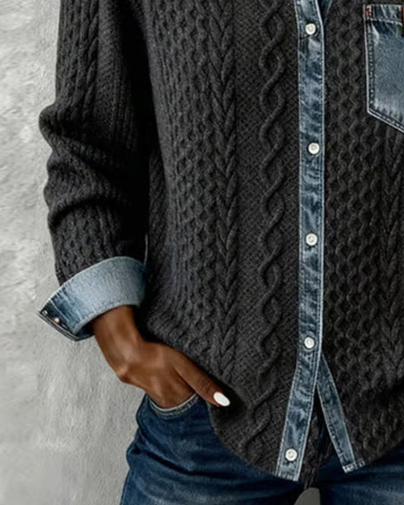Makayla | Contrast Knit Shirt