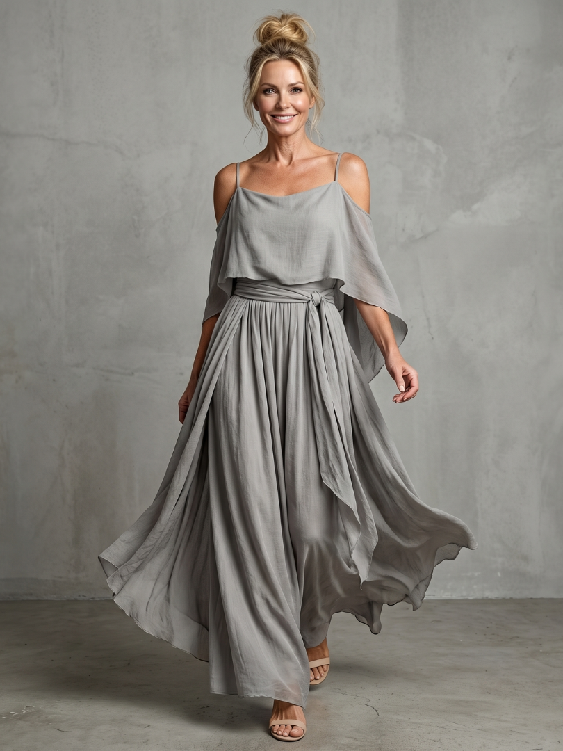 Marisa | Layered Cold Shoulder Wide Leg Set