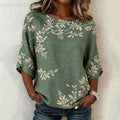 Élise | Vintage Leaf Print Blouse