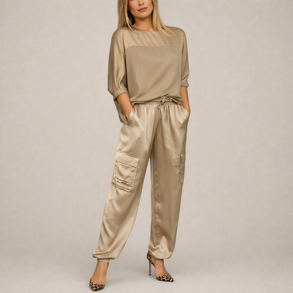 Clara | Casual Satin Cargo Set