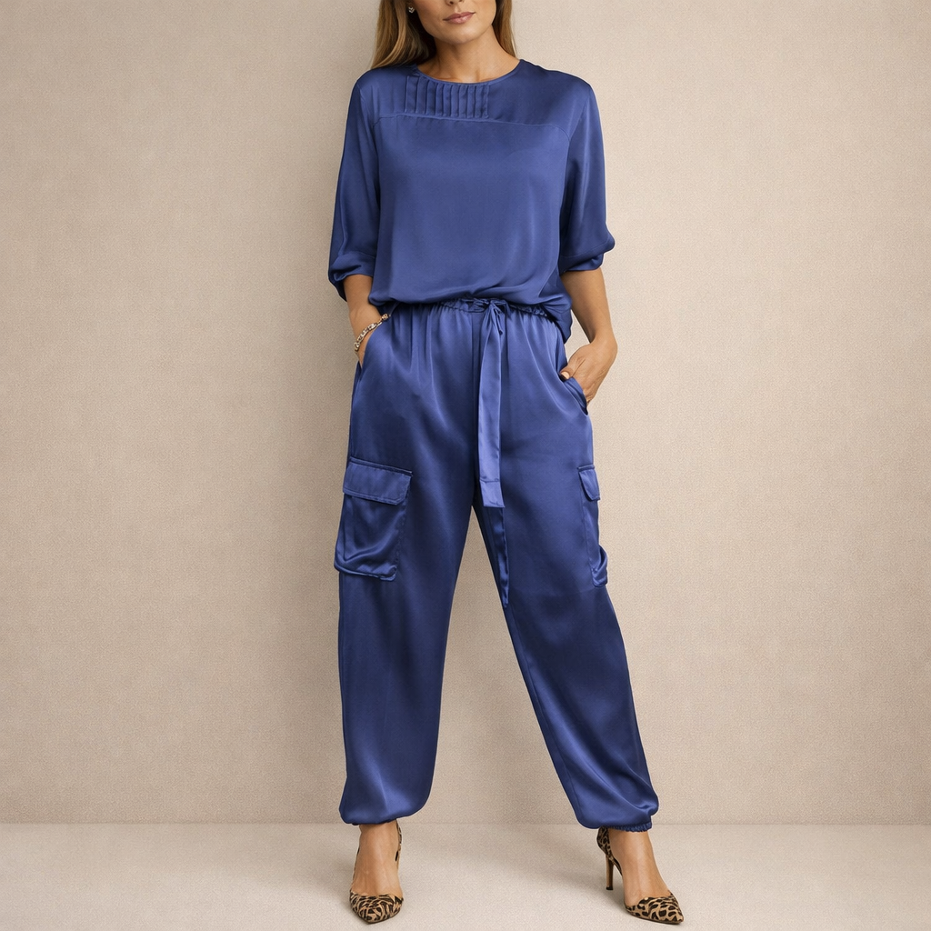 Clara | Casual Satin Cargo Set