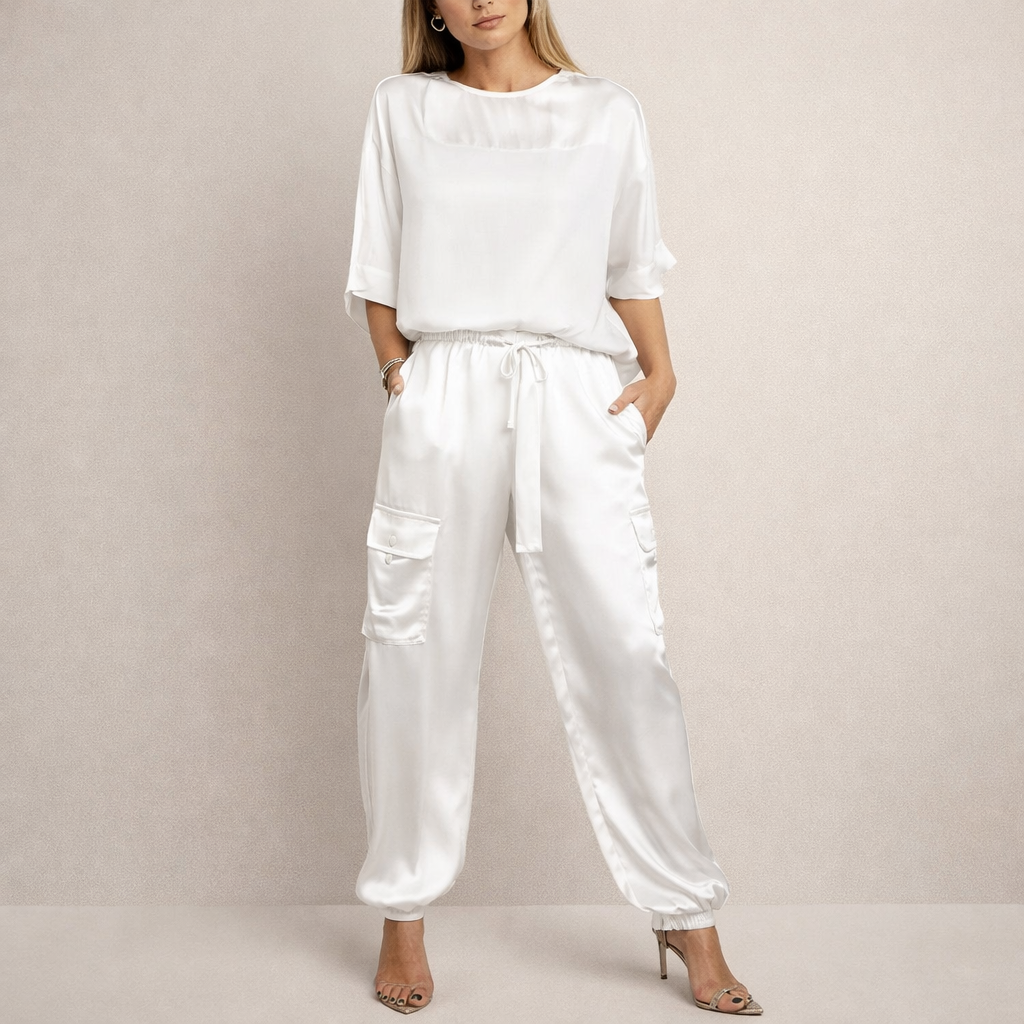 Clara | Casual Satin Cargo Set