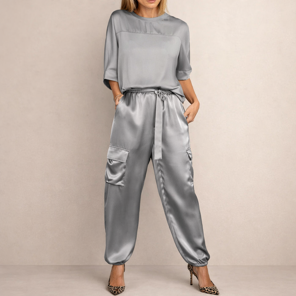 Clara | Casual Satin Cargo Set