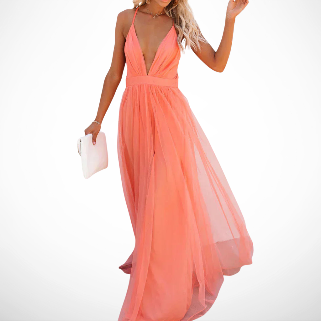 Daphne | Coral Light Maxi Dress