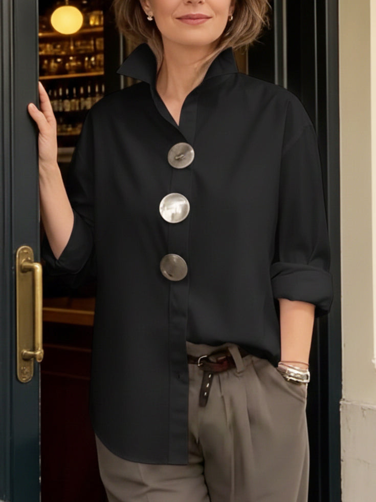 Rosa | Statement Button Stand Collar Blouse