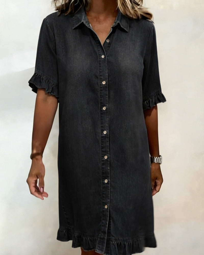 Veronica | Comfortable Denim Dress with Flattering Rubbing