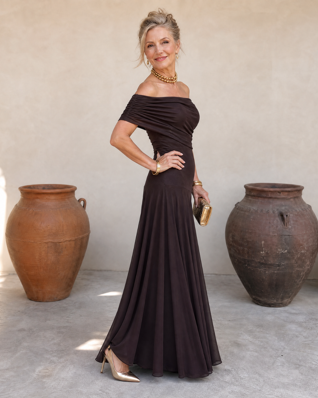 Charlene | Elegant Off-Shoulder Maxi Dress
