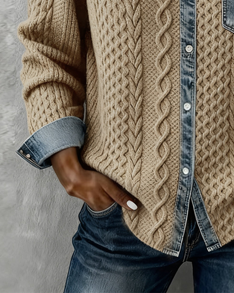 Makayla | Contrast Knit Shirt