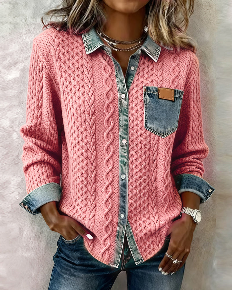 Makayla | Contrast Knit Shirt