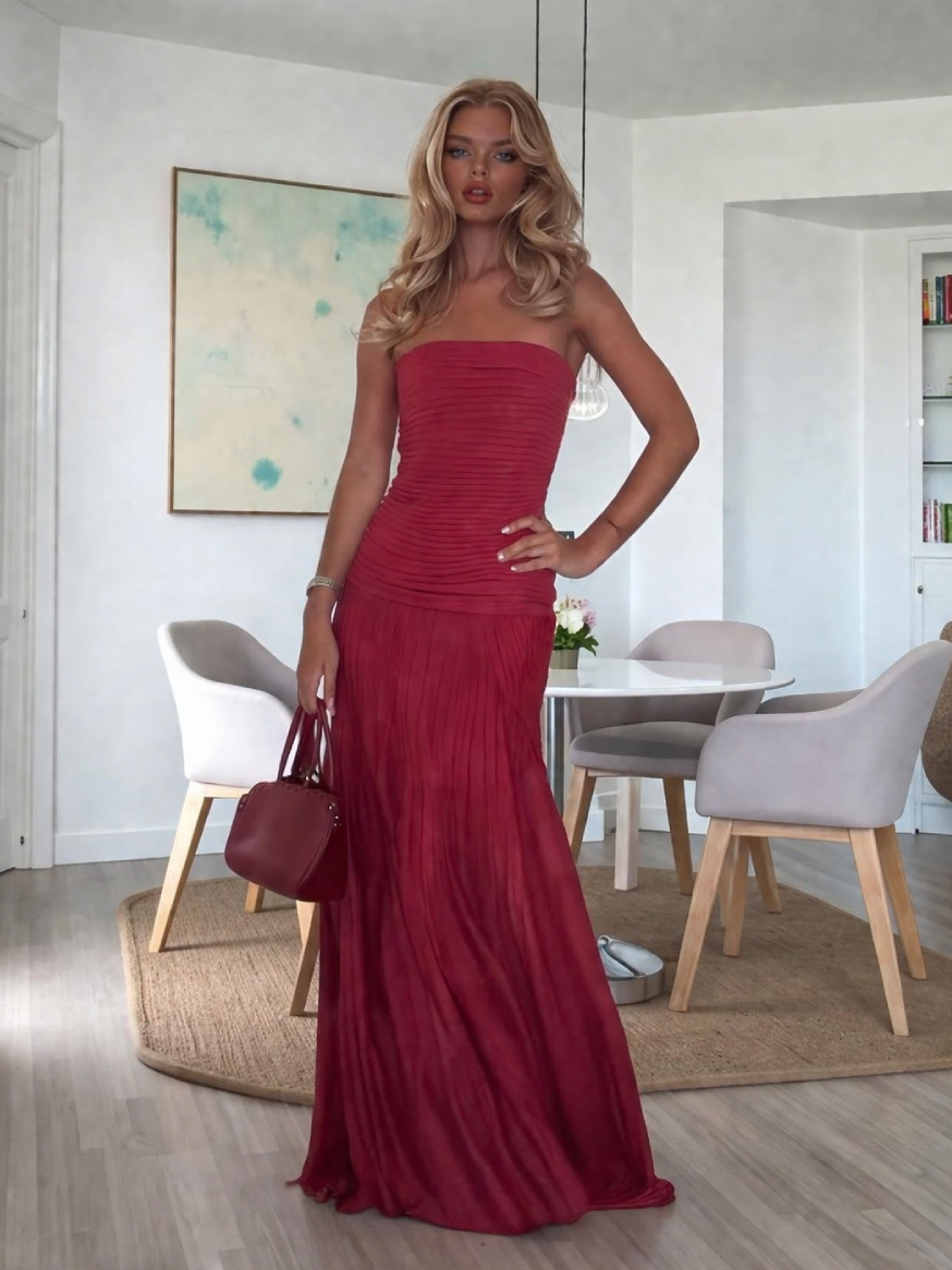 Ameline | Long Fitted Dress with Strapless Top