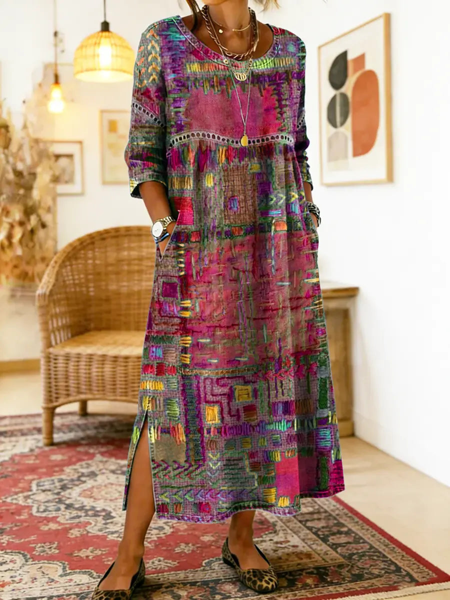 Moira  | Denim Dress with Ethnic Patchwork