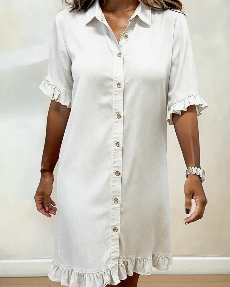Veronica | Comfortable Denim Dress with Flattering Rubbing