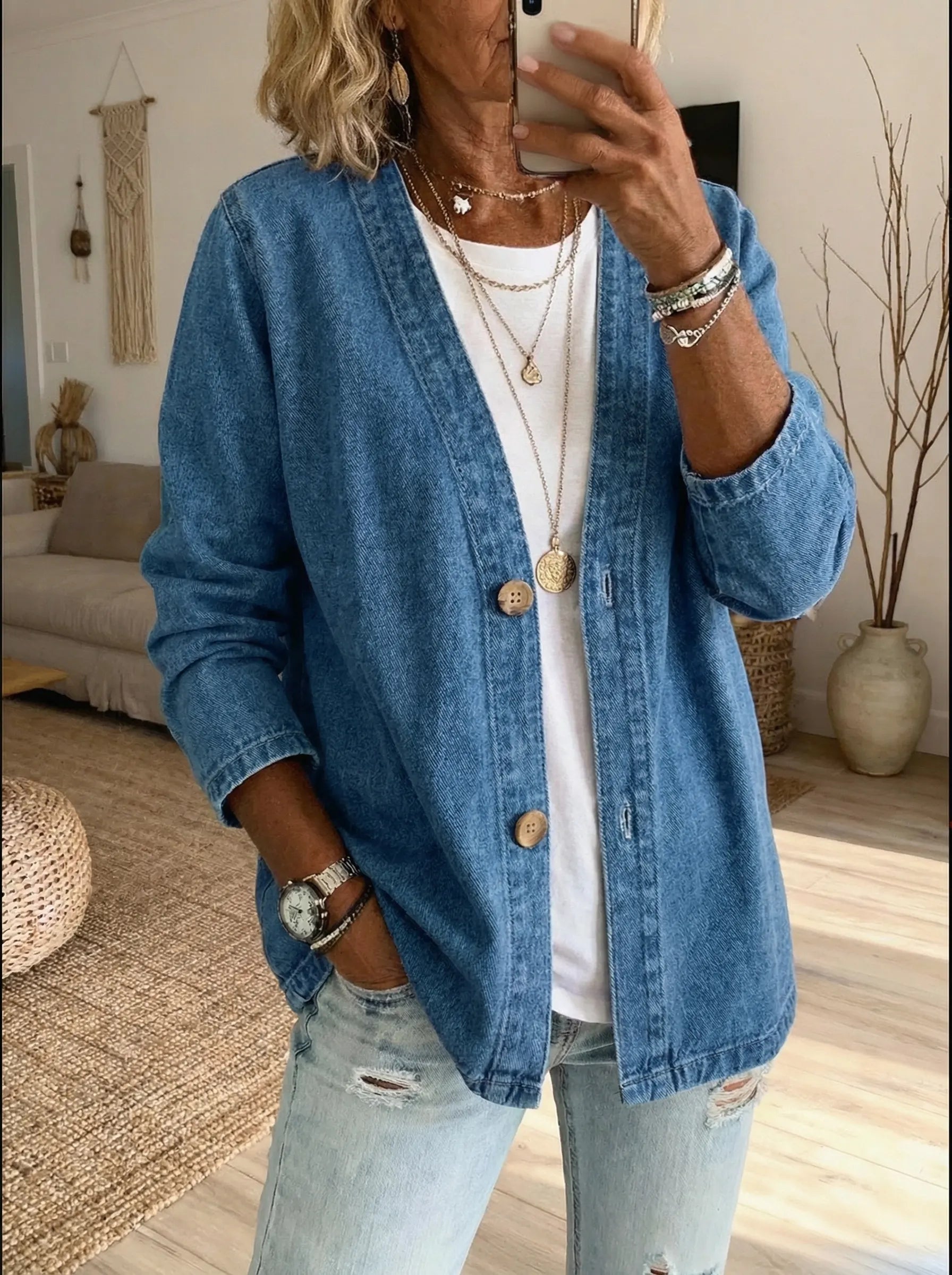 Daphne | Denim Button Cardigan
