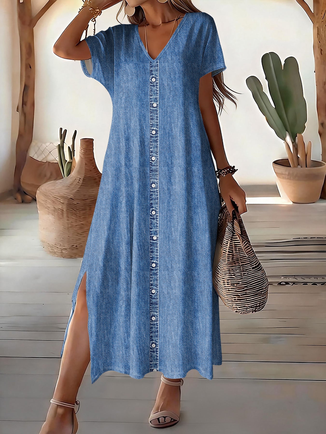 Hélène | Retro Denim Dress