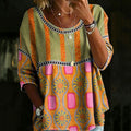 Élodie | Vintage Casual Printed Blouse