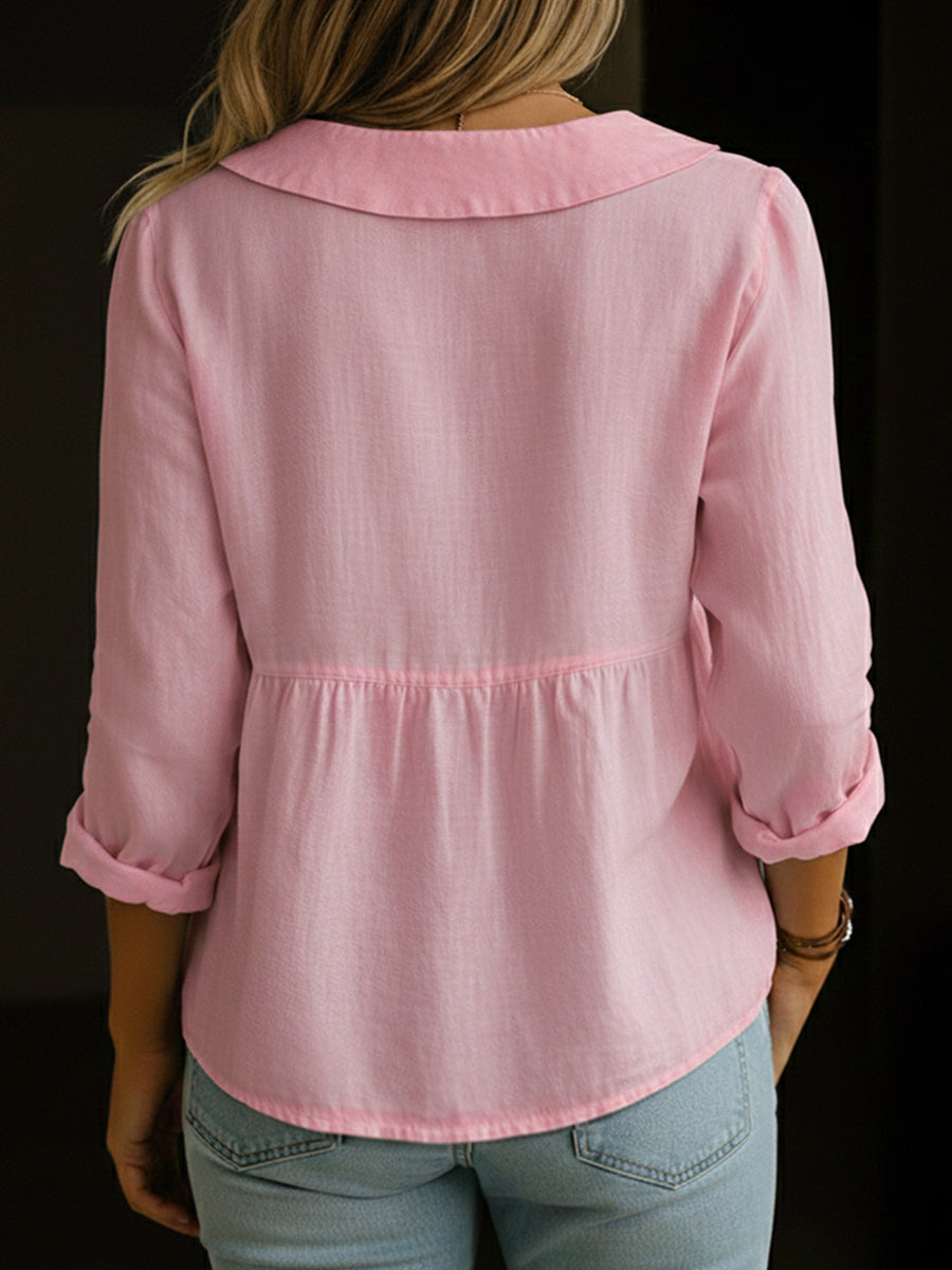 Arla | Blouse with Peter Pan Collar Made of Soft Linen