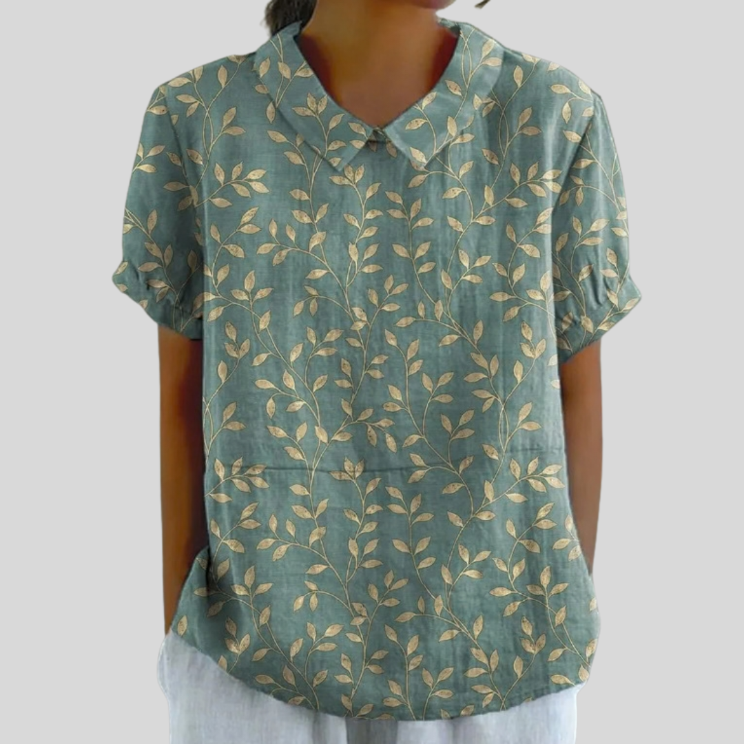Valentine | Elegant Leaf Print Blouse