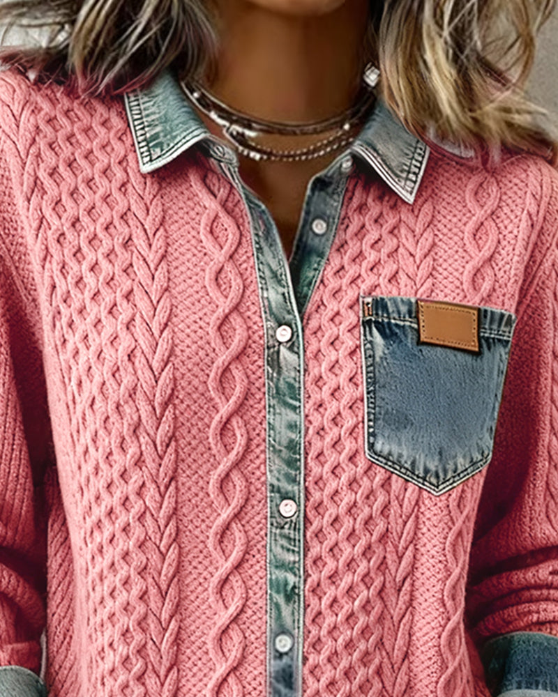 Makayla | Contrast Knit Shirt