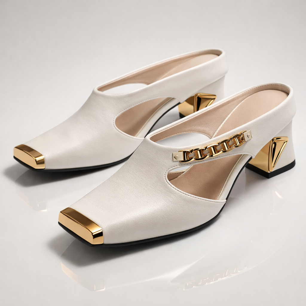 Analyn | Gilded Block Heels