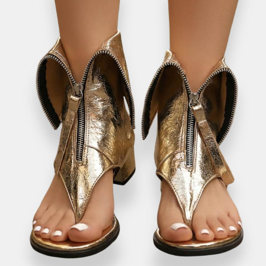 Olliana | Metallic Zip Sandals
